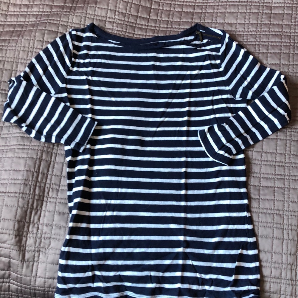 Stylus cotton 3/4 length sleeve striped boat neck